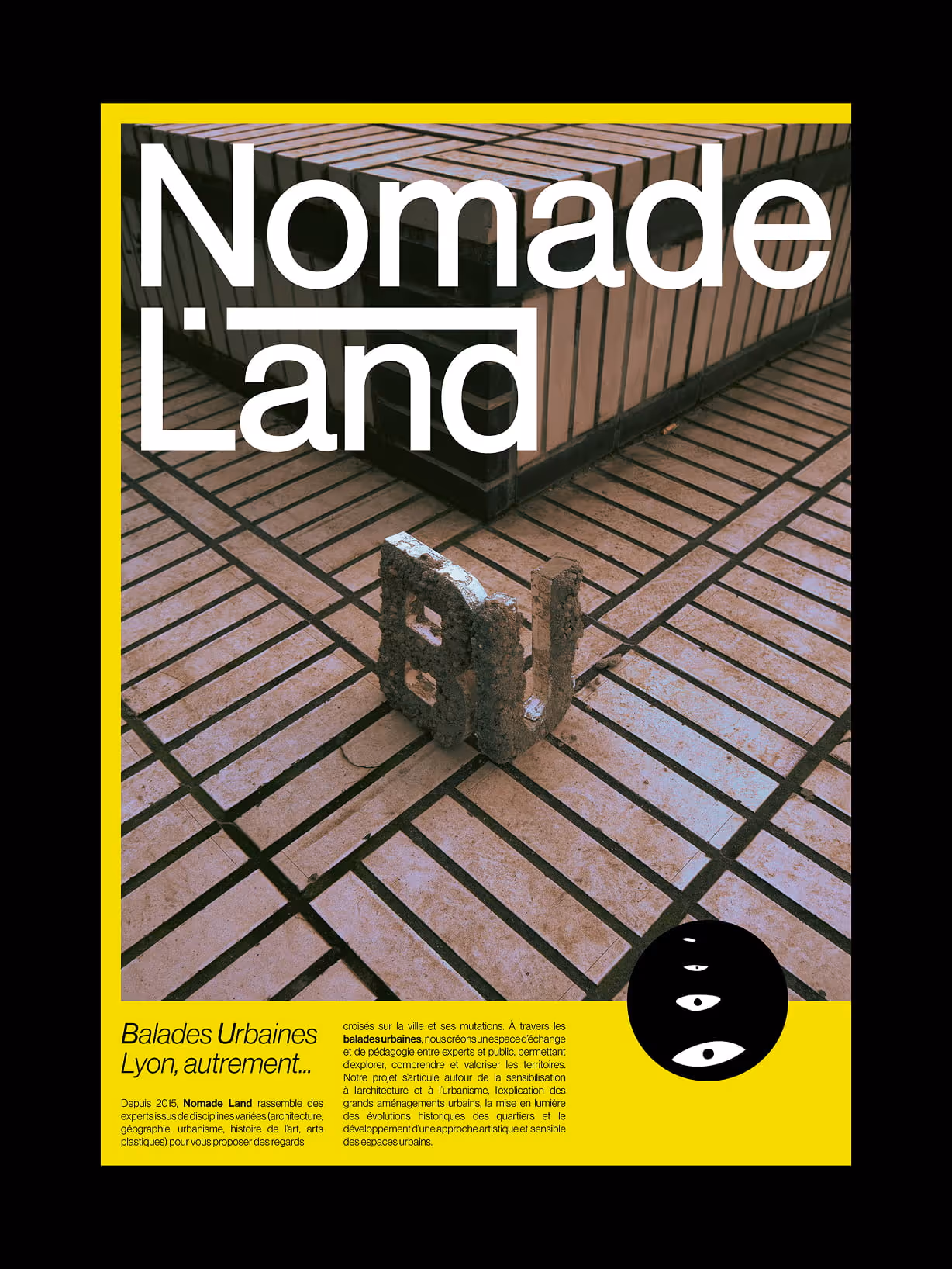 Affiche Nomade Land, avec une vue sur des escaliers