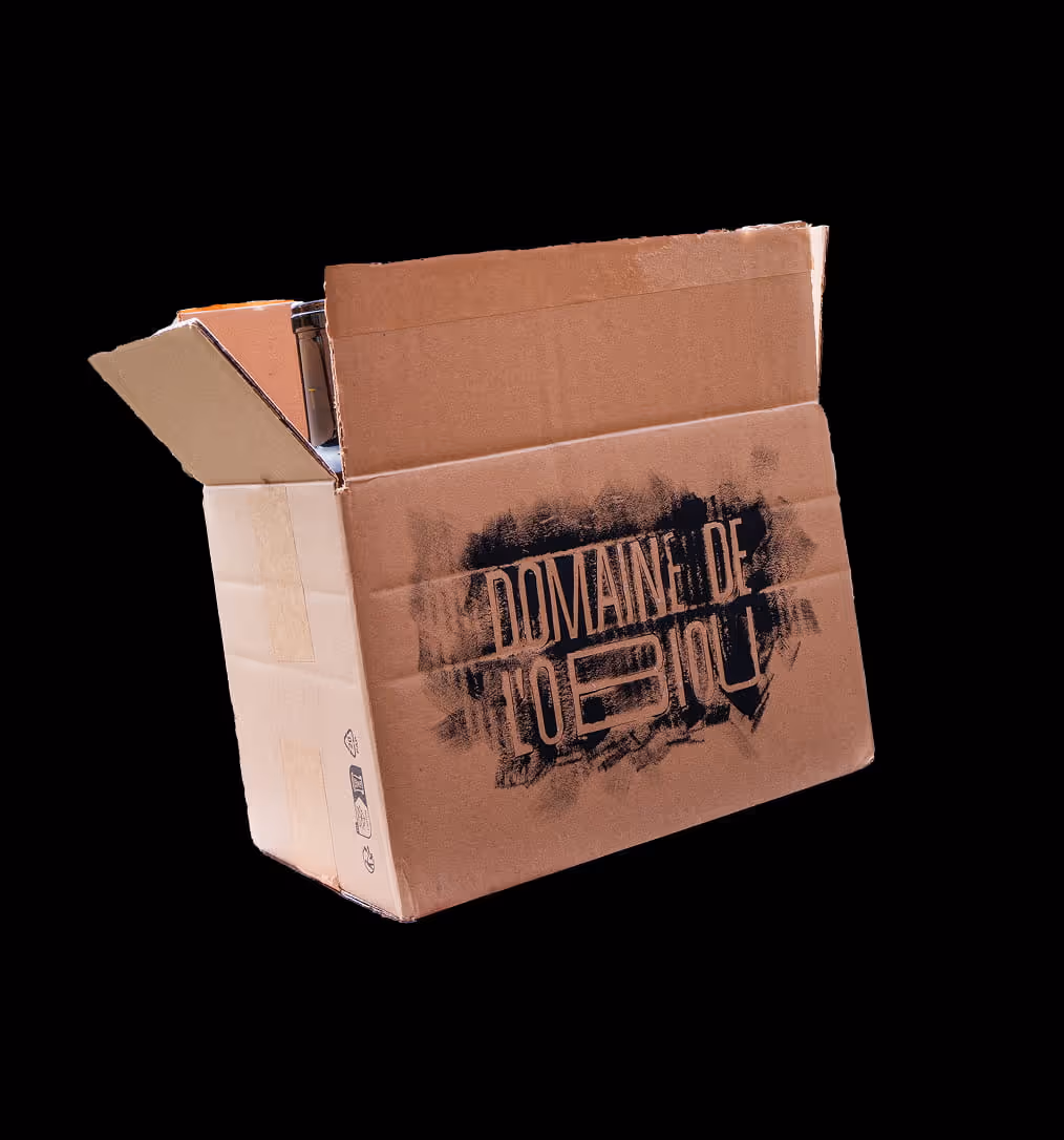 Carton de transport des bouteilles de vin du Domaine de l’Obiou