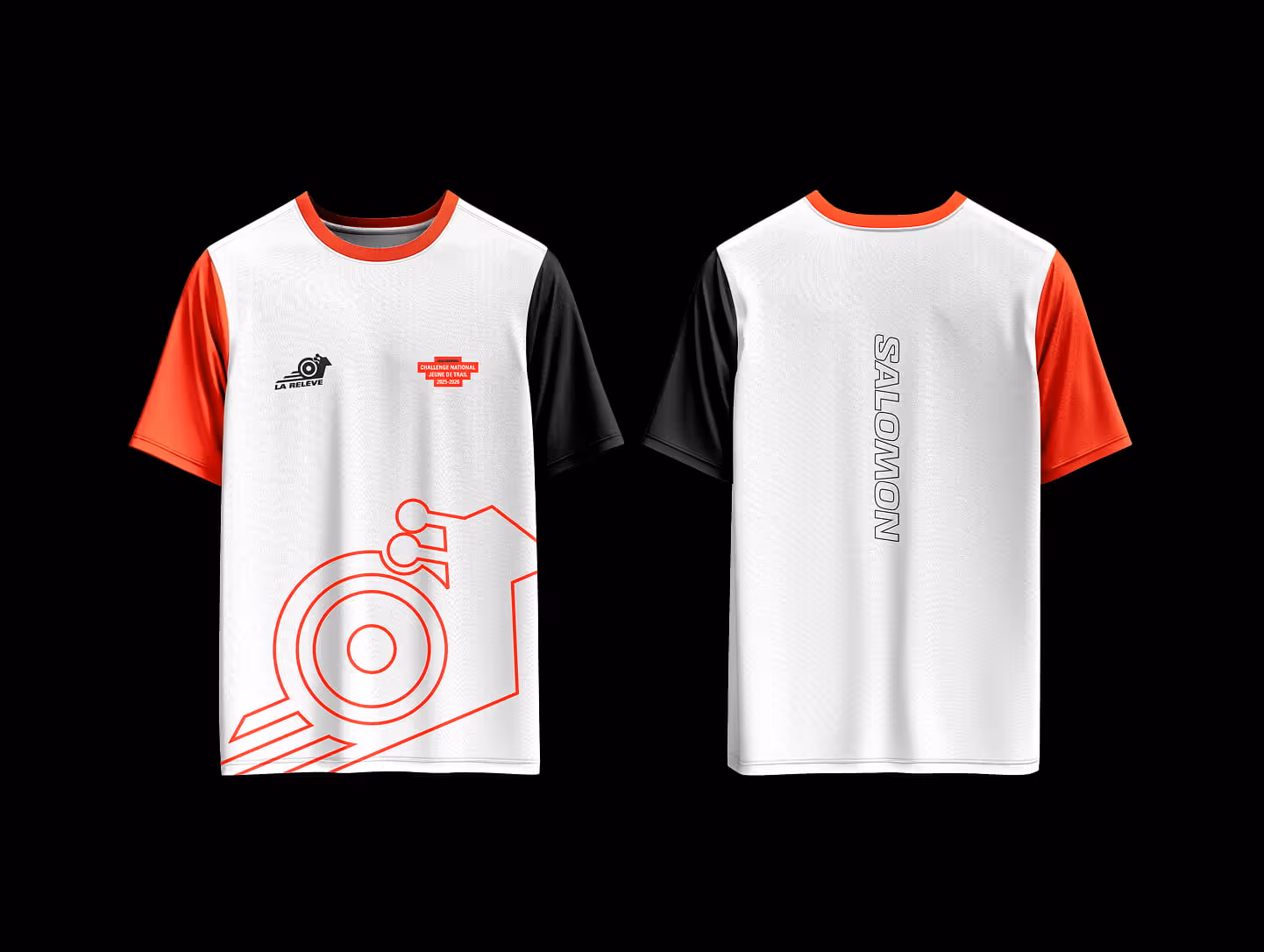 Maillot technique La Relève avec design graphique rouge, blanc et noir