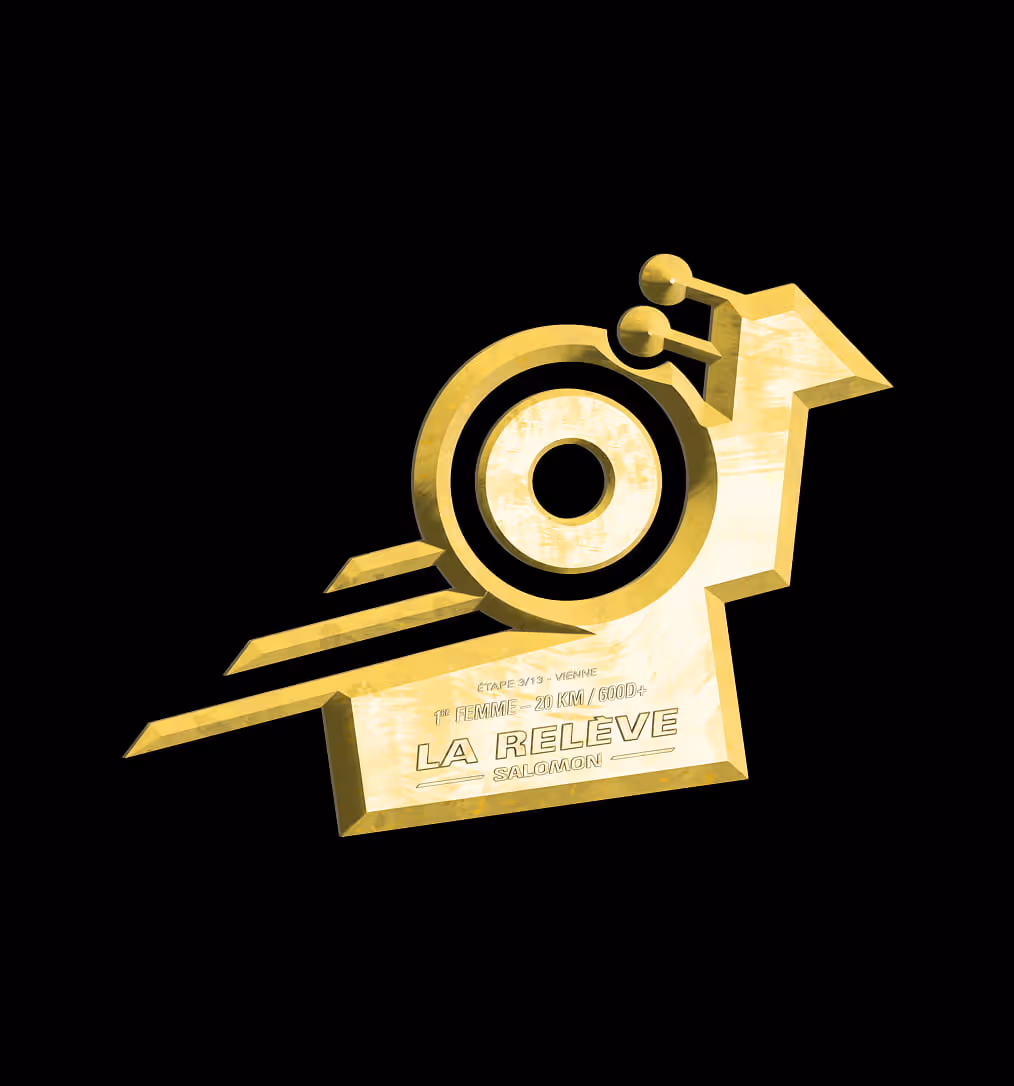 Trophée La Relève en forme d’escargot stylisé doré